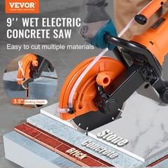 Electric Concrete Saw,9 in,1800 W Motor Circular Saw Cutter w/3.5 in Cutting Dep