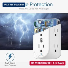 2 Prong Surge Protector Power Strip,2 Prong to 3 Prong Grounding Outlet Adapter,
