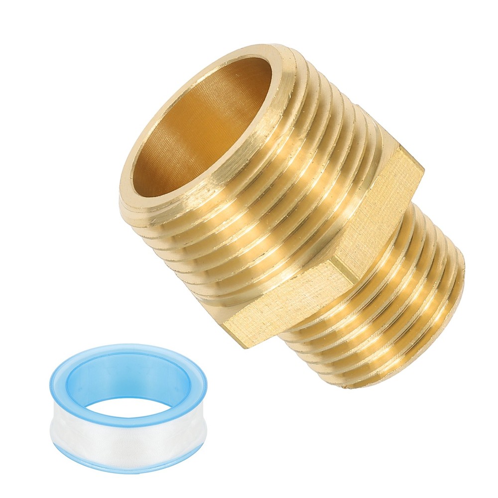 1/2″ g Male x 3/4″ NPT Male Brass Pipe Fitting with Tape for Air Gas- 1Pcs