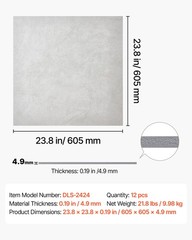 VEVOR 24 x 24 in PVC Ceiling Tiles 12-Pack Drop Ceiling Panels White Marble