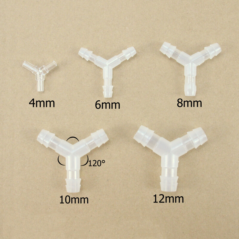 Y-TYPE THREE WAY Plastic Barbed Connector Pipe Hose Tube Fitting Equal Tee Joint