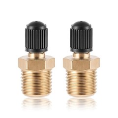 2Pcs Schrader Valve 1/4″ Brass Tank Valve Male Thread Air Tire Tubeless Valve