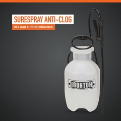 Ironton Portable Poly Sprayer, 1 Gallon, 45 PSI, Adjustable Nozzle, Anti-Clog