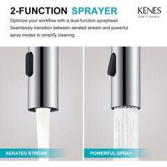 KENES Chrome Single Handle 1 Hole Bathroom Faucet with Pull Down Sprayer