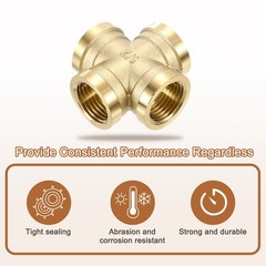 1Pcs Brass Cross Pipe Fitting, 1/2″ Female Barstock Cross Fitting Pipe Adapter