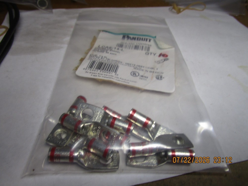 Panduit LCA8-14-L Copper Lug 8Awg .25″ Stud Wdw QTY 10
