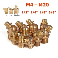 M4-M20 1/2″ 1/4″ 1/8″ 3/8″ Metric Brass Grease Nipples Straight Elbow Hydraulic