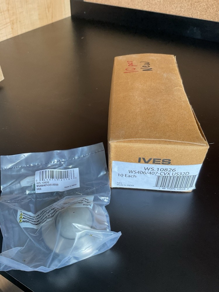 Commercial Door Stop/bump Ives WS.10826 WS406/407-CVX US32D . [ Box of 10]