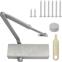 Commercial Door Closer Heavy Duty – Fit Doors up to 220 LBS, Aluminum, Silver