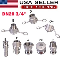 3/4″ DN20 304 Stainless Steel DN15 Homebrew Camlock Fitting Hose Adapter NEW