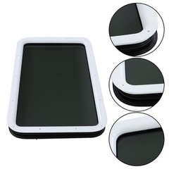 RV Door Window 12x21in Black White Frame Clear Tempered Glass DOT Certified