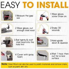 [Upgraded] Rodent Barrier Kit Steel Wool Included PU Spray Foam Hole Filler Mice