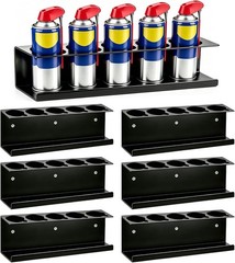 6 Pack Wall-Mounted Spray Bottle Holder, Heavy-Duty Steel Black Aerosol Can Stor