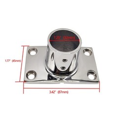 90 Degree Boat Deck Handrail Rail Fitting Rectangular Base 316 Marine Silver
