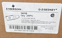 (25) EMERSON O-Z GEDNEY 141G Galvanized Clamp Back for 1/2″ Rigid, IMC, or EMT