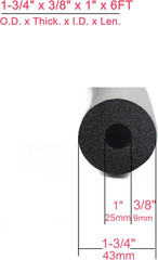Pipe Insulation Foam Tube (3/8″ X 1″ X 6FT), 1″ ID Pipe Insulation, AC & Roof Ra