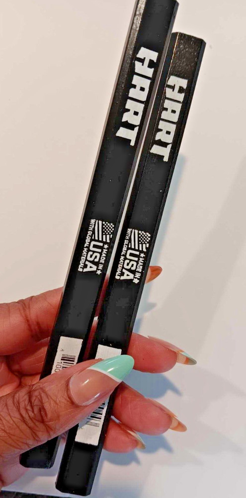 HART Carpenter Pencil Rectangular Graphite Core Black White Anti-Roll – Lot of 2