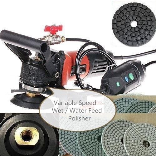 Variable Speed marble Concrete Sander Granite Wet Polisher 20 Pad 5 Carbon Brush