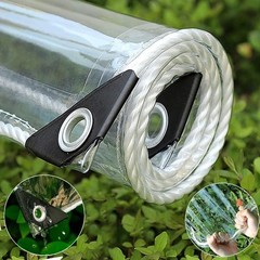 Clear Tarp 8x10ft, Clear Tarps with Grommets, 14 MiL Heavy Duty Waterproof wi…