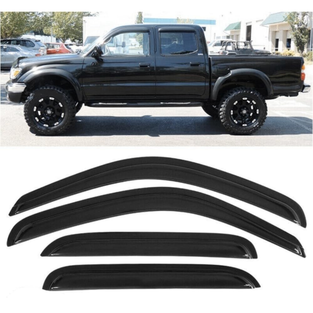 4pc Tape On Rain Deflector Toyota Tacoma 2001-2004 Crew Cab Smoke WD-TTAC01CC