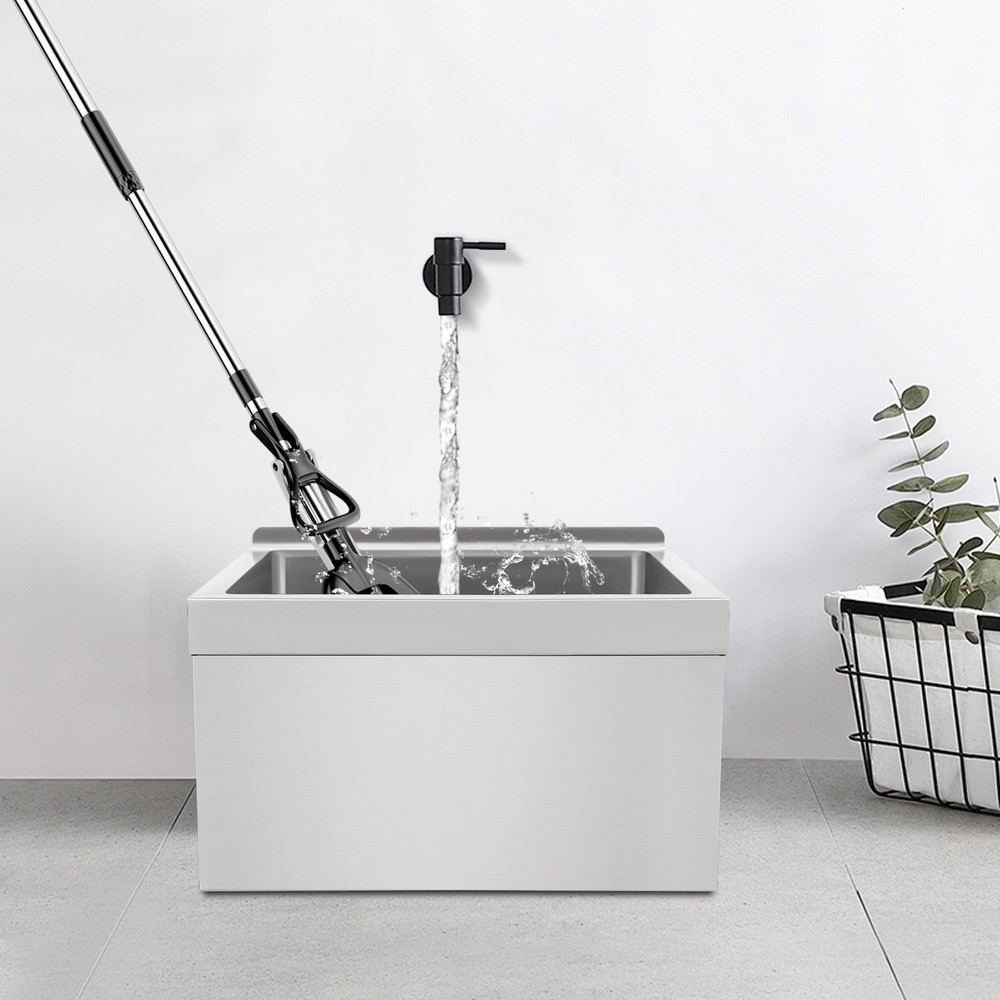 Commercial Mop Sink Stainless Steel Sink Wall-mounted Rectangular Sink w/ Drain