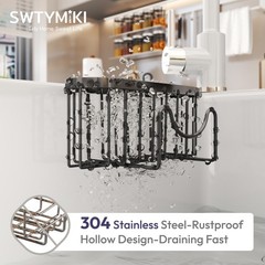 SWTYMIKI Sponge Holder for Kitchen 6.37 x 3.15 x 2.95 inches, Black-regular