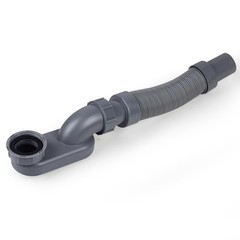 Flexible Freestanding Tub Drain Kit, Low Profile Flat P Trap 1.5 inches, Gray