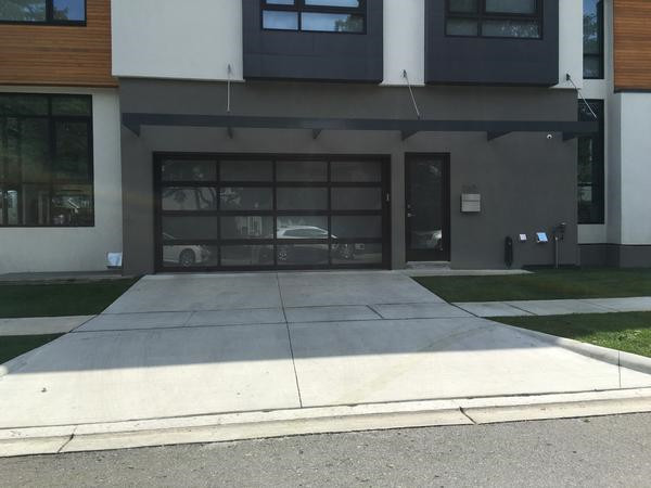 Full View [16’x8′] Black Anodized Aluminum & Tempered Frosted Glass Garage Door