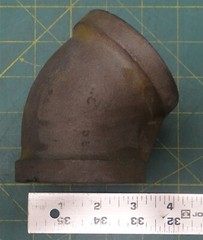 2″ NPT 2C Forged Steel 45° Elbow Fitting, 4.25″ Height, 4″ Length, 3.25″ Width