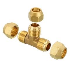 3/4″ x 3/4″ x 3/4″ Brass Fitting, Flare Tee Tube Fitting with Nut