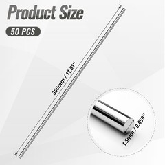 50pcs 1.5mm x 300mm 304 Stainless Steel Rod, Small Metal Solid Shaft for Craf…