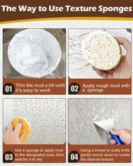 4Pcs Knockdown Texture Sponges, Sponge for Patch/Repair Ceiling Drywall Wall,…