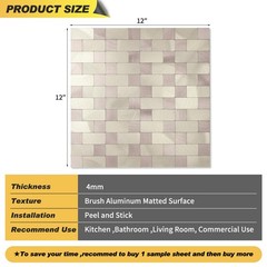 Yipscazo Peel and Stick Backsplash Tile Stainless Steel Metal Tiles Kitchen Wall