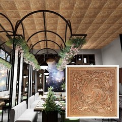 DIY metallic ceiling tile Emboss interior wall panel PL62 Rustic Iron 10pcs