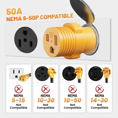 MECMO NEMA L14-30P to 6-50R 30A Generator to Welder Adapter Plug 250V Yellow