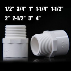 1/2″-4″ PVC Water Supply Straight Pipe Male Threaded Fitting Adapter Joint White