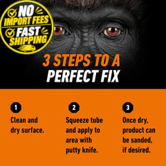 Gorilla Wood Filler, Water Resistant, White, 6 oz Tube 1 – Pack, White