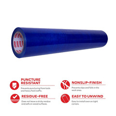 Floor Protection Film, 24-Inch X 200-Foot Roll, 3 Mils, Blue Self-Adhesive Plast