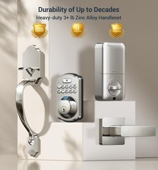 Fingerprint Door Lock Set Keyless Entry Keypad Deadbolt Auto Lock Satin Nickel
