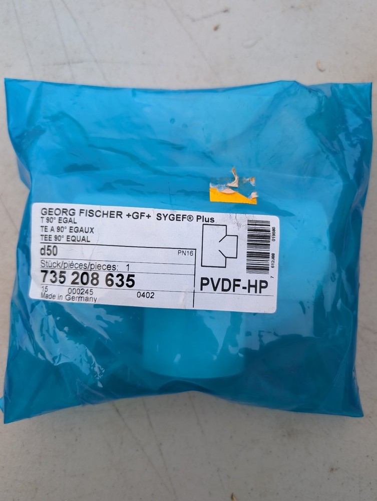 Georg Fischer +GF+ SYGEF Plus Tee 90° Equal PVDF-HP d50 PN16