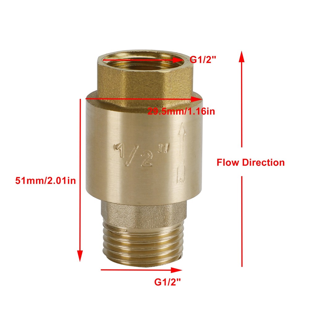 Brass Check Valve G1/2″ G3/4″ G1″ M To F Thread Non-Return Backflow Prevent US