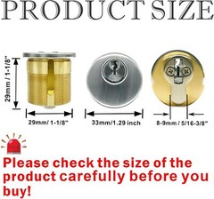 10PCS Brass Mortise Door Cylinder Lock 1 1/8″ SC1 Keyway For Store Front Door