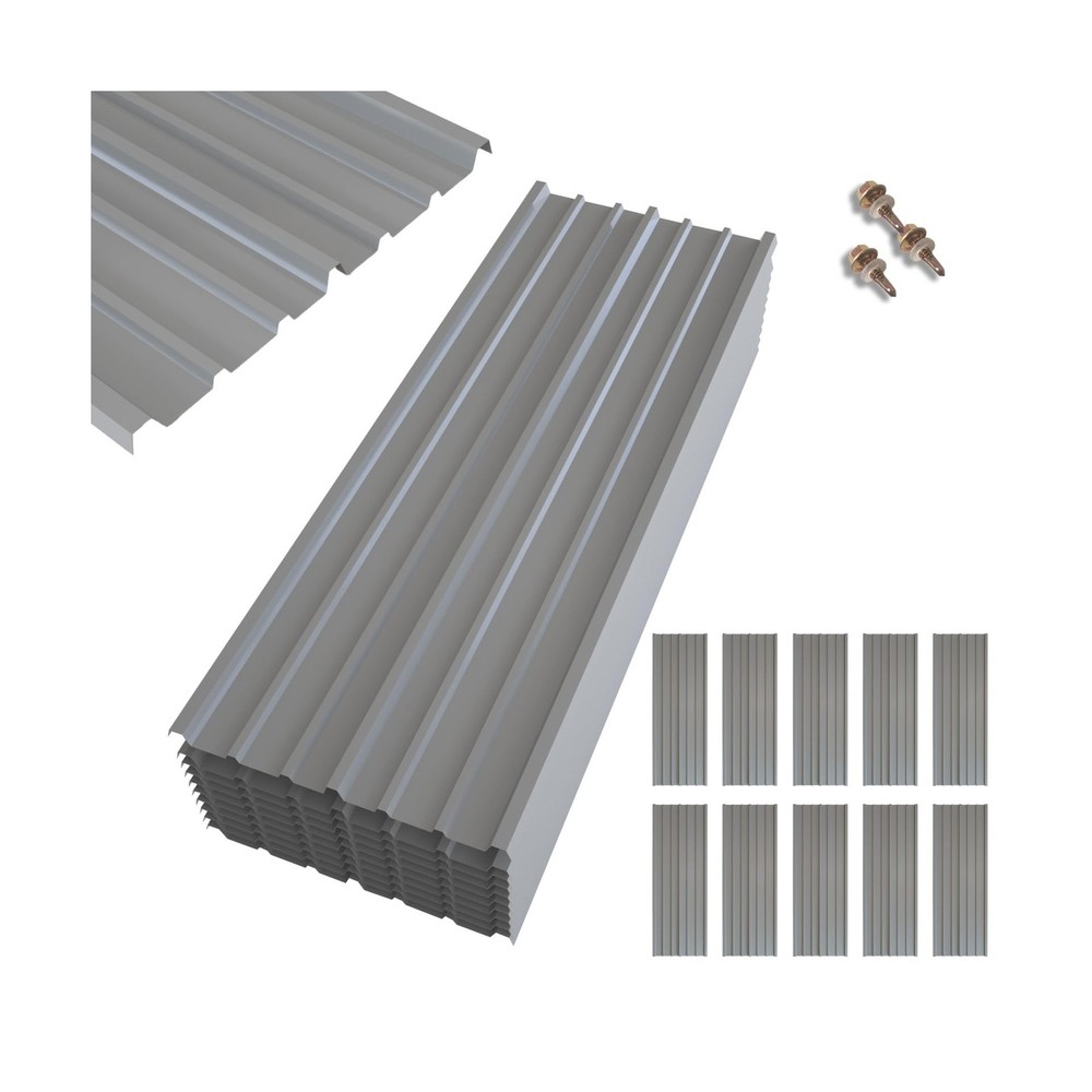 NeatiEase 10 Pcs Metal Roofing Panels, 6.1 Feet Corrugated Galvanized Roofing…