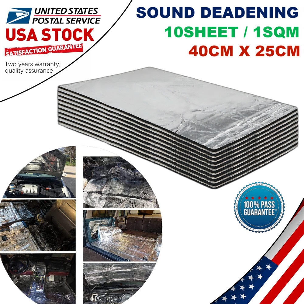 10 Pcs Durable Self-Adhesive 16”x10” Sound Deadener heat Insulation pad