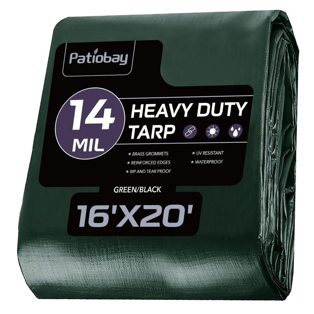 Tarp 16×20 Feet, 14 Mil Large Waterproof Tarps Heavy Duty with Brass Grommets…