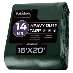 Tarp 16×20 Feet, 14 Mil Large Waterproof Tarps Heavy Duty with Brass Grommets…