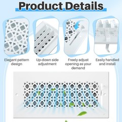Datanly 6 Pcs Metal 10 x 4 Inch (Interior Size) White Vent Cover