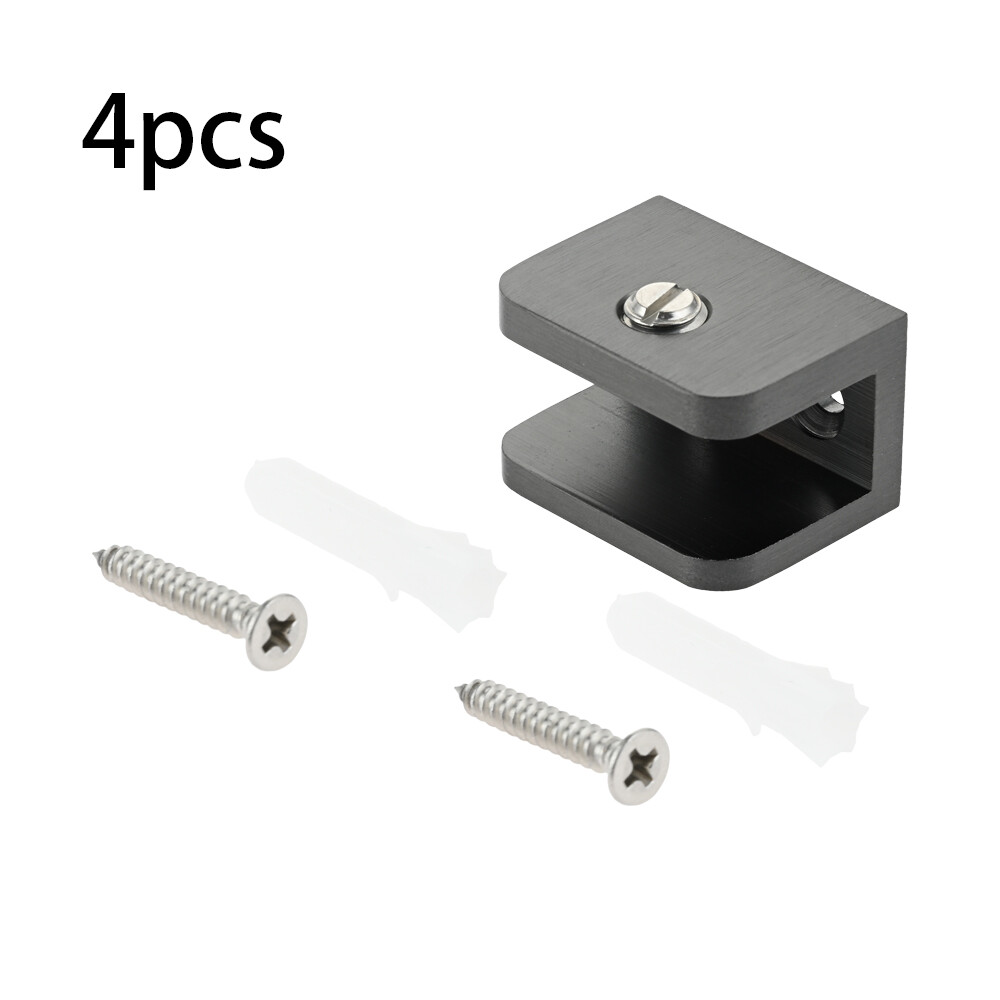 4Pcs Glass Clamps with Stainless Steel Screws Matte Black for 10mm-12mm Glass