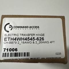 Command Access ETH4WH4545-626 Transfer Hinge CH-BB79 2 18AWG 2 26AWG 4FT 71006