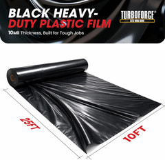 6 Mil Black Plastic Sheeting, 10′ X 25′ – Heavy Duty, Waterproof, UV Resistant P
